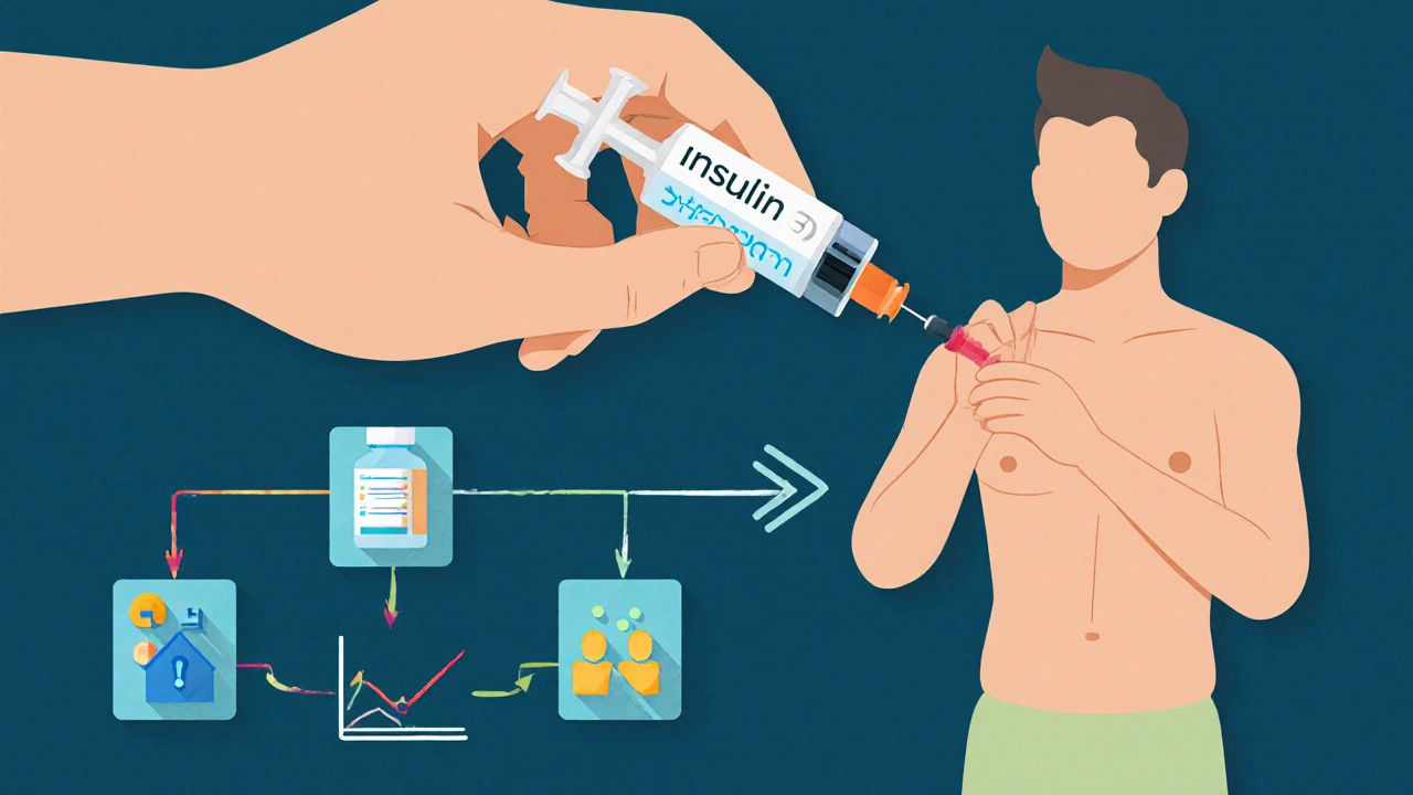 Transgender man receiving testosterone injection with linked health metrics