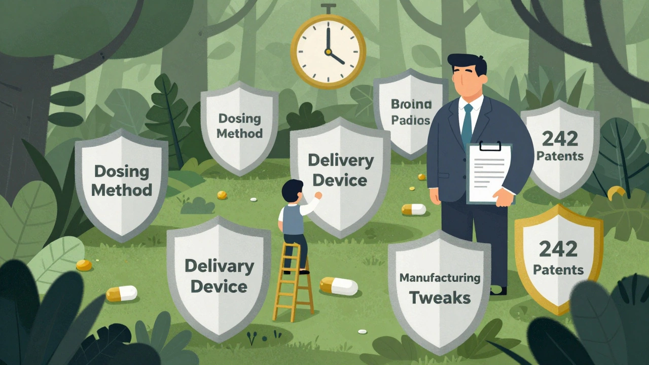 Tangled patent thickets surround a small generic drug, blocking its path to market.