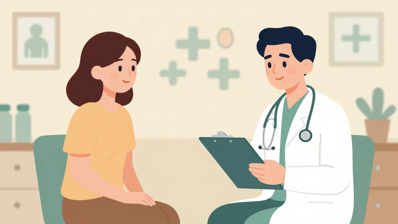 Patient consulting doctor, flat illustration of seeking medical advice