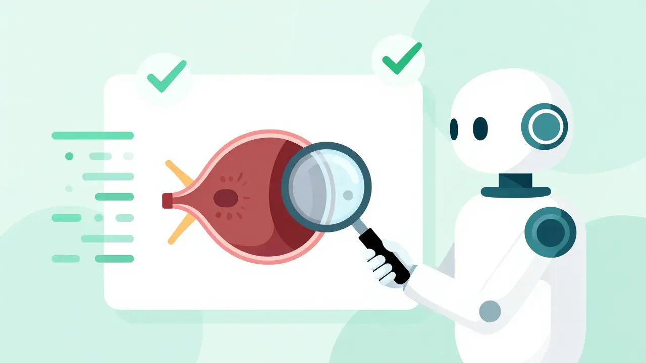 AI robot analyzing a digital retina scan for diabetic retinopathy detection