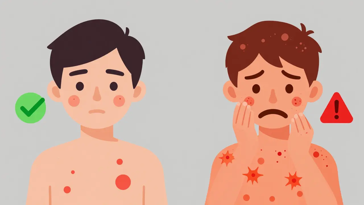 Comparison of non-allergic rash versus allergic hives