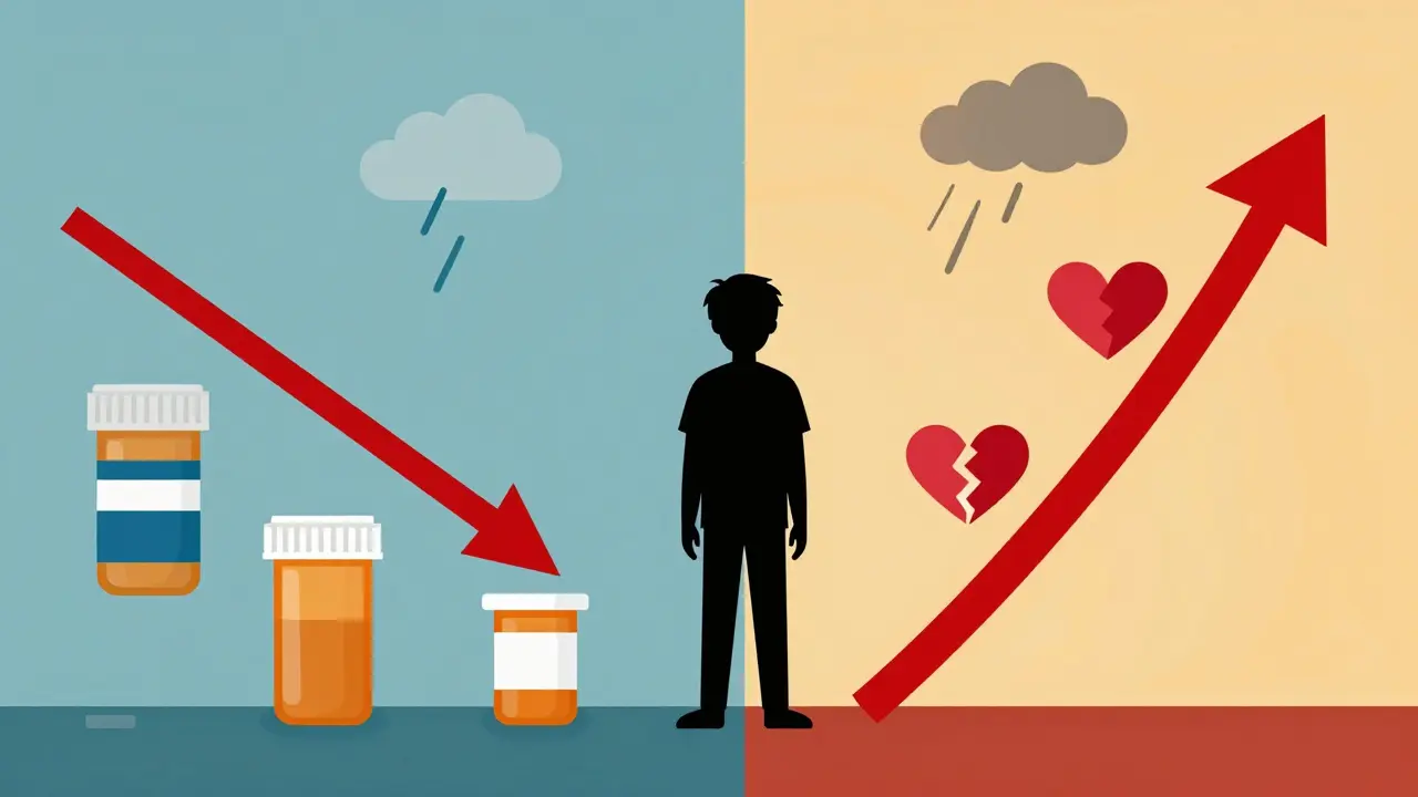 Illustration of declining prescriptions and rising youth distress