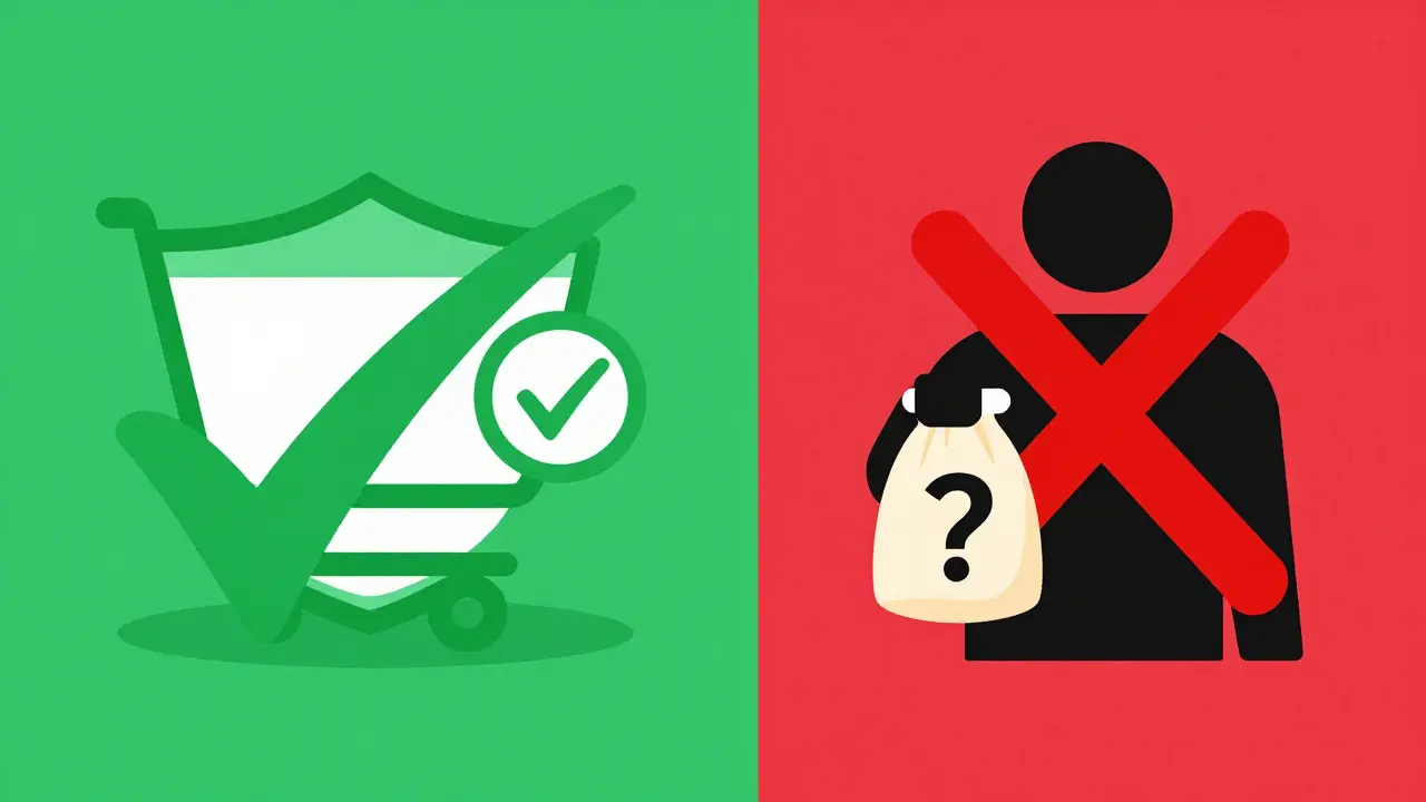 Illustration comparing safe online pharmacies vs risky sites