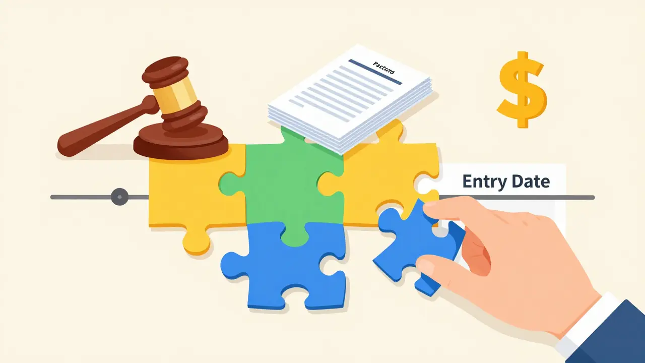 Puzzle pieces representing legal and market factors in drug entry