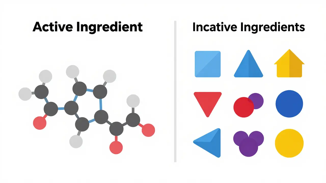 Visual comparison of identical active ingredients