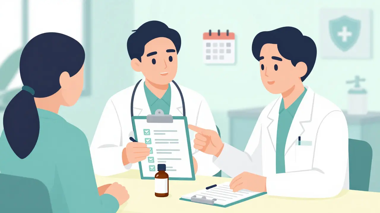 Doctor and patient discussing cannabinoid treatment plan in clinic
