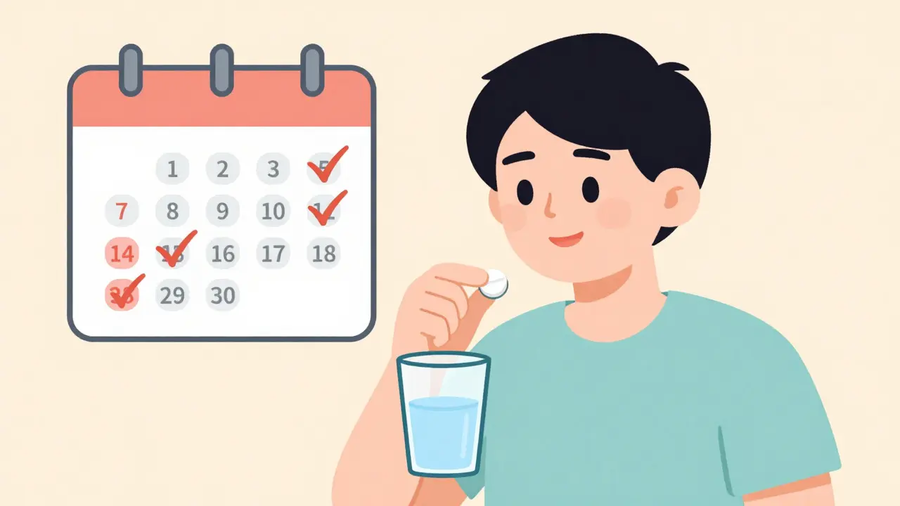Flat illustration of a person taking daily medication easily